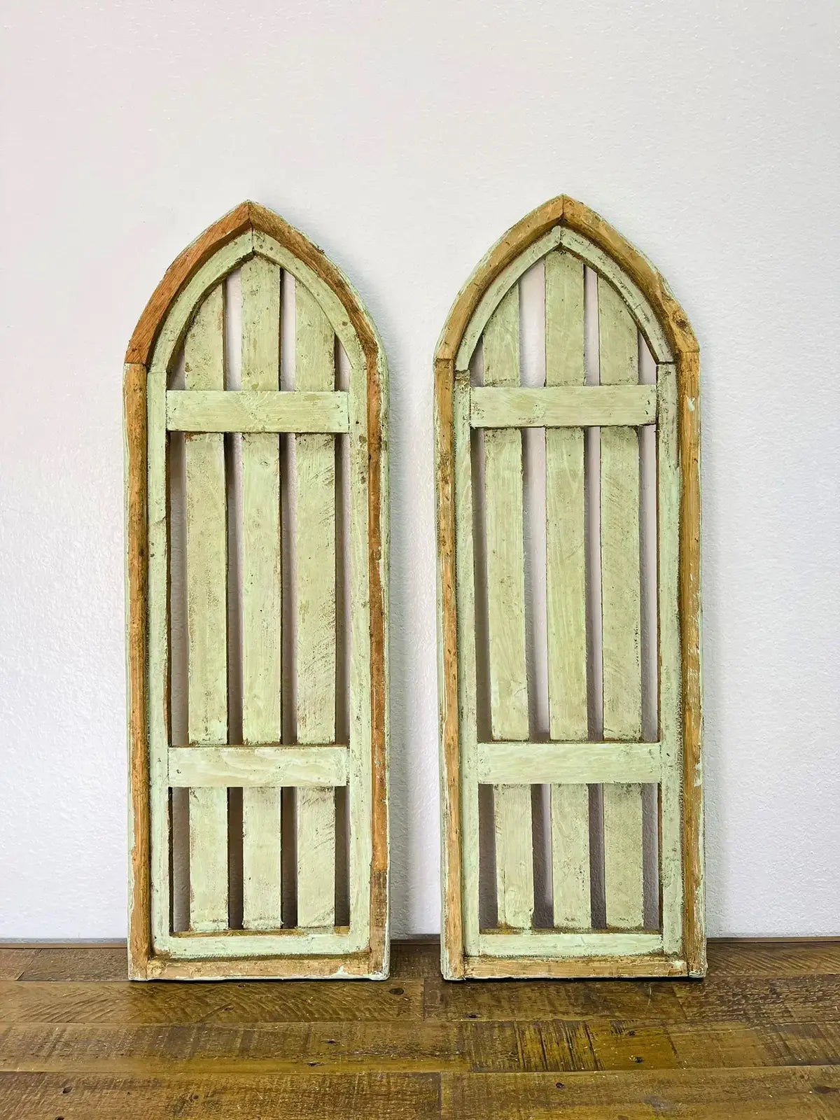 Sassari Wood Arch, 2Pc Set, LightGreen, Handmade(DISC) - 5.7 - Ringold Valley Trading Company