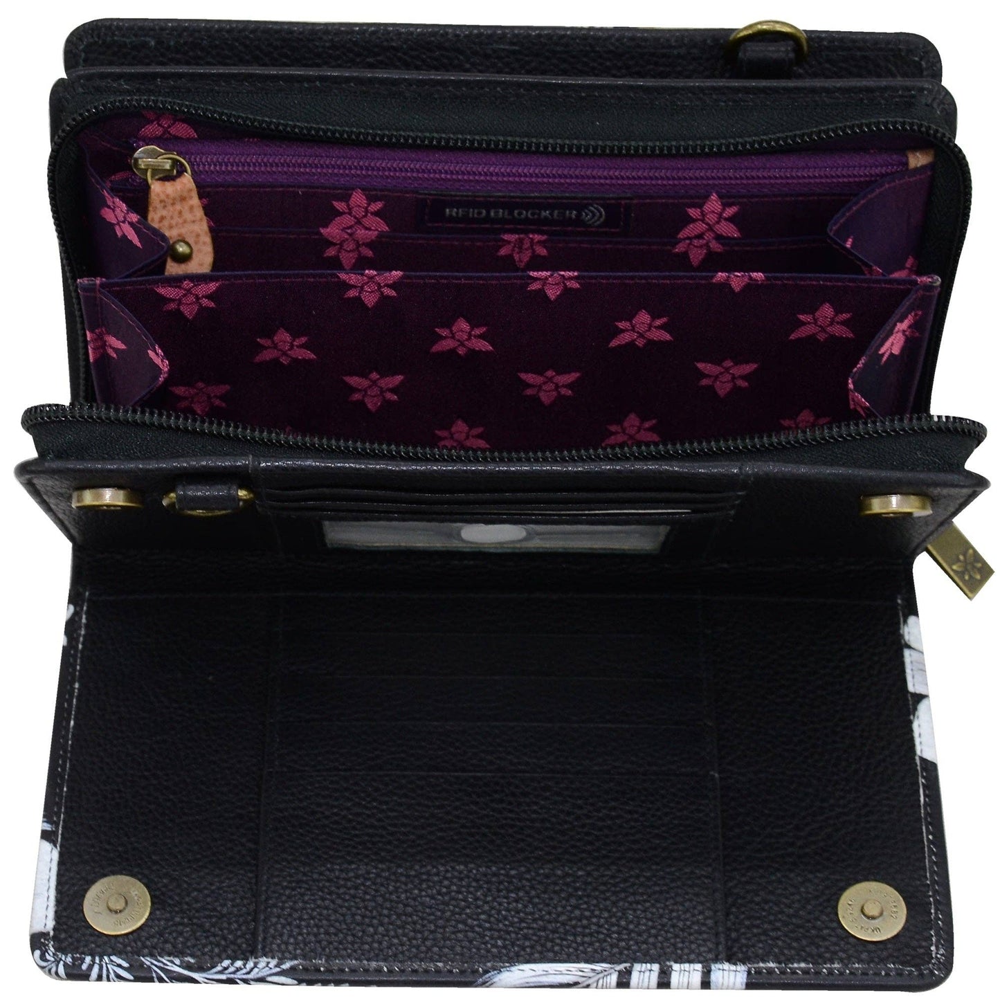 Hand-Painted Leather Organizer Wallet Crossbody - 1149 - Ringold Valley Trading Company