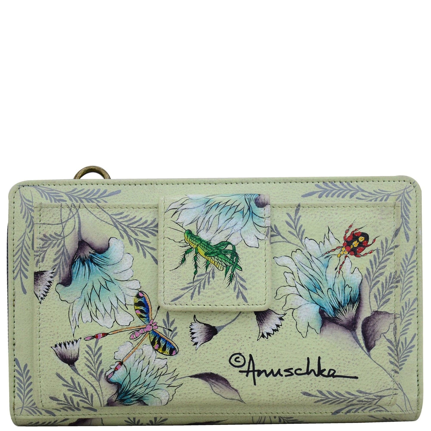 Hand-Painted Leather Organizer Wallet Crossbody - 1149 - Ringold Valley Trading Company