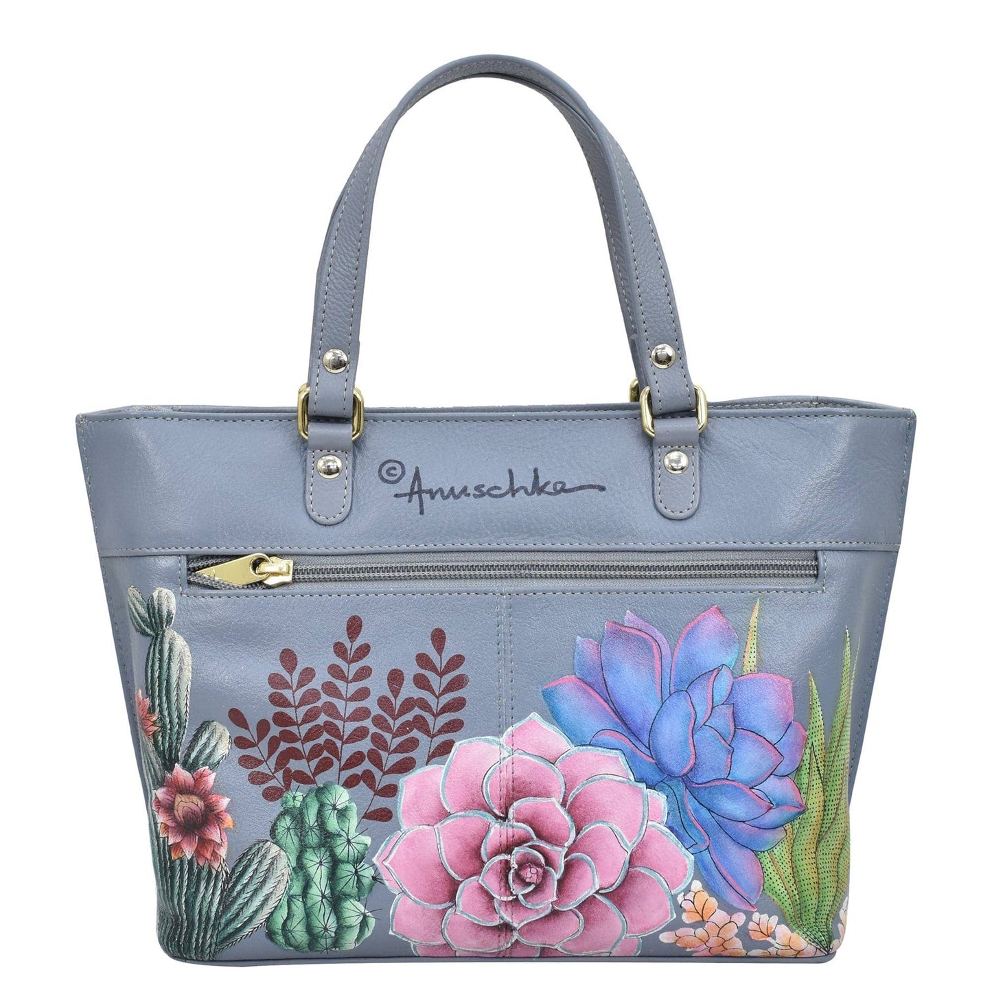 Hand-Painted Leather Medium Tote - 693 - Ringold Valley Trading Company