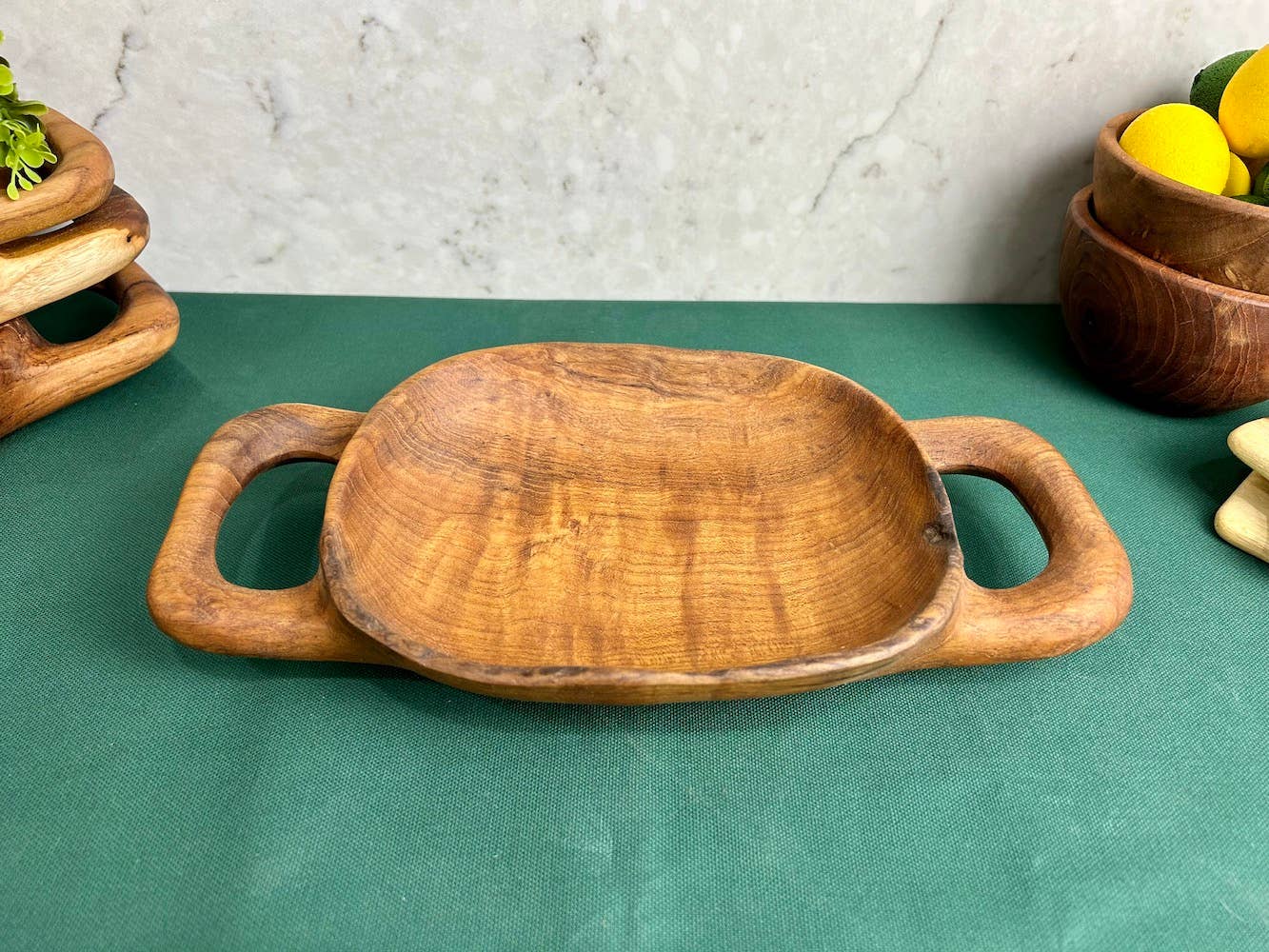 TeakRoot Rustic Handled Tray - Small - Ringold Valley Trading Company