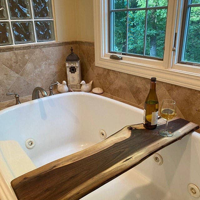 Live Edge Solid Wood Bath Caddy | Bathroom Decor: 35-36" - Ringold Valley Trading Company