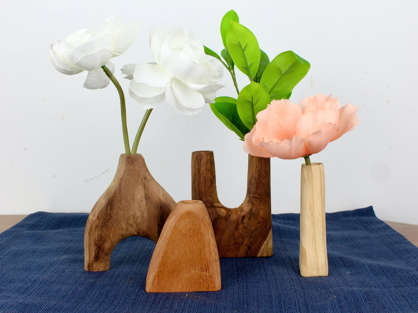 Artisan Wood Vase Set: Teak, Mahogany, Walnut, Pine - Ringold Valley Trading Company