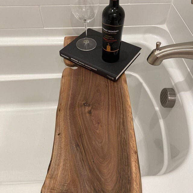 Live Edge Solid Wood Bath Caddy | Bathroom Decor: 43-44" - Ringold Valley Trading Company