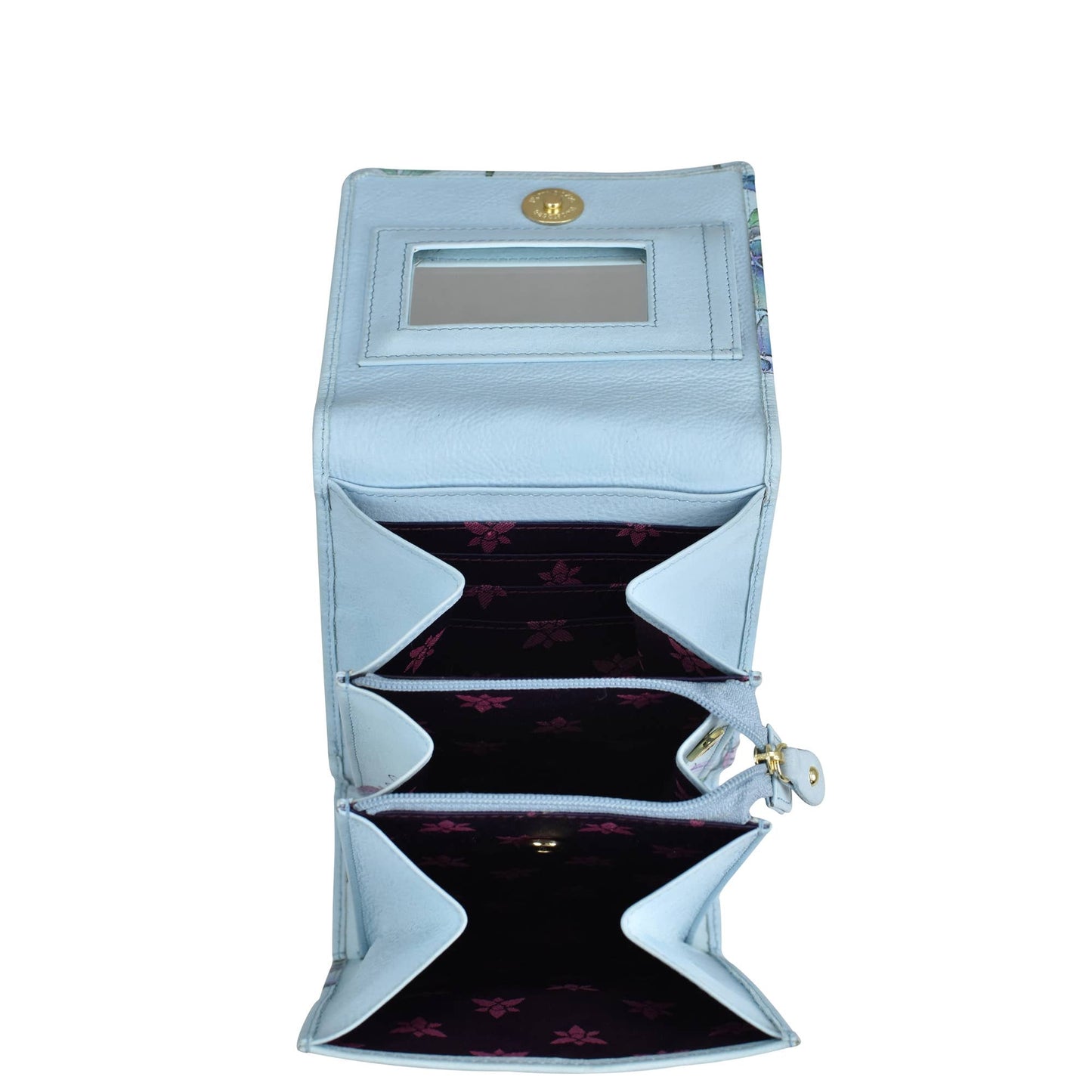 Hand-Painted Leather Triple Compartment Crossbody Organizer - Ringold Valley Trading Company