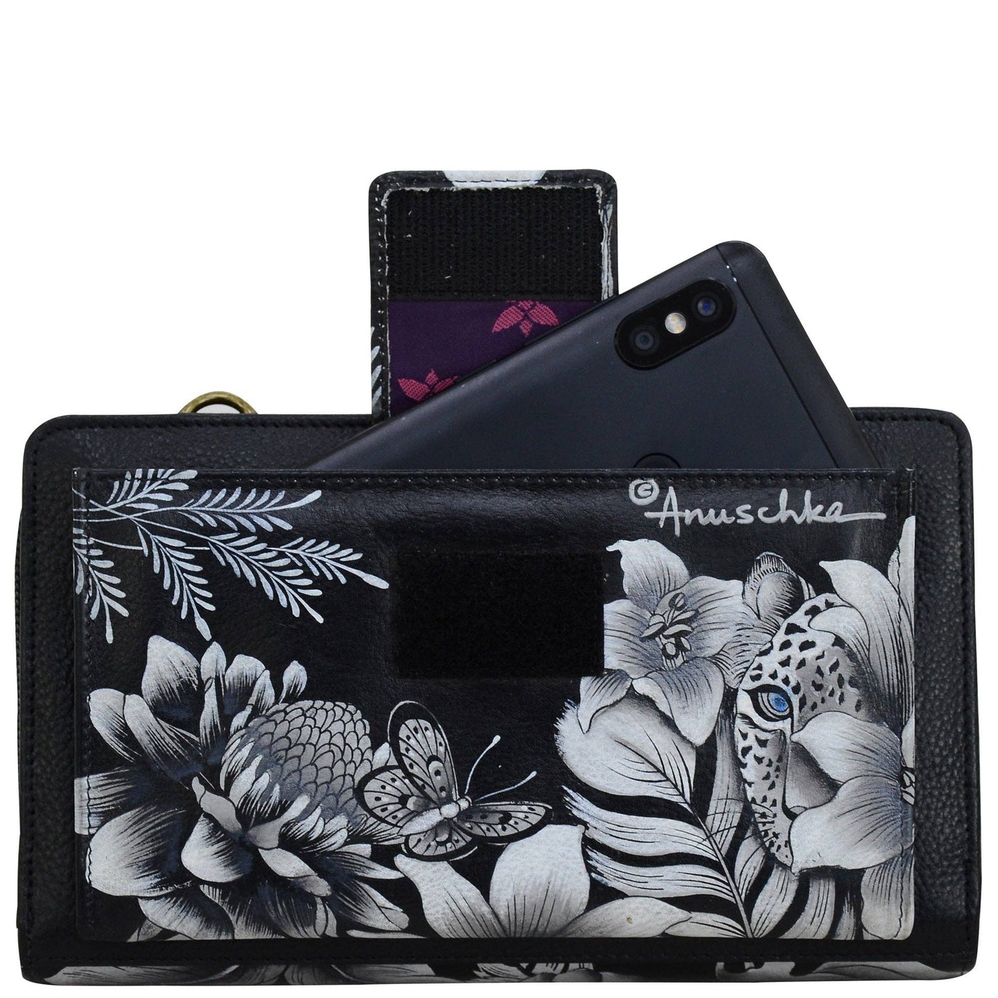 Hand-Painted Leather Organizer Wallet Crossbody - 1149 - Ringold Valley Trading Company