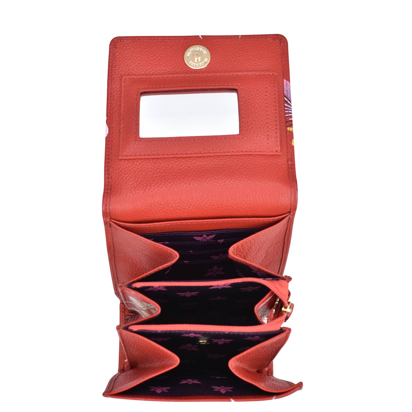 Hand-Painted Leather Triple Compartment Crossbody Organizer - Ringold Valley Trading Company