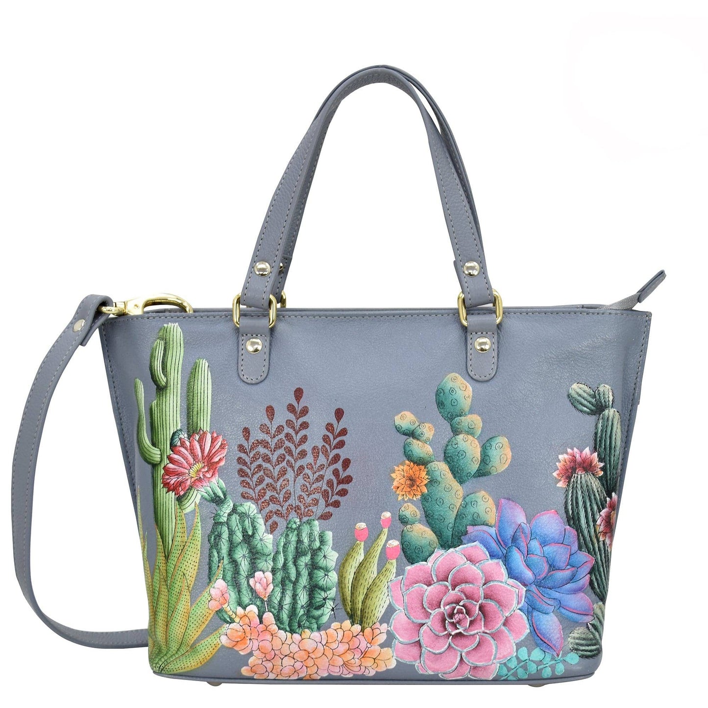 Hand-Painted Leather Medium Tote - 693 - Ringold Valley Trading Company