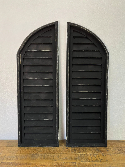 36" Pomezia Wood Shutters, 2 PC Set, Black - G-1 (+) - Ringold Valley Trading Company
