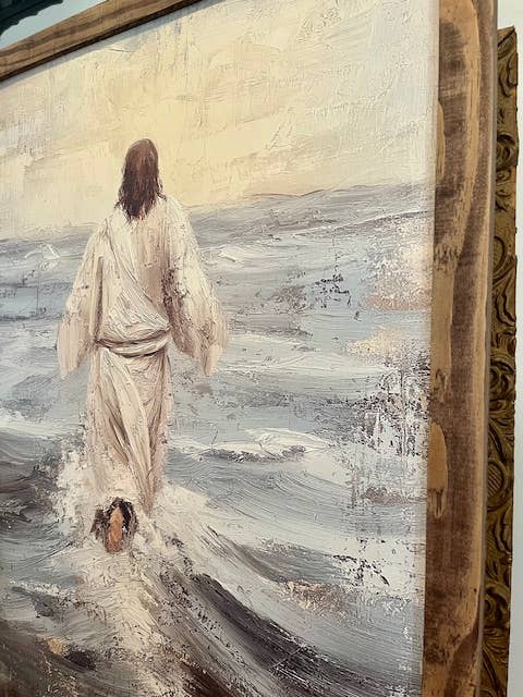 Framed large art of Jesus walking on Water, Inspirational - Ringold Valley Trading Company