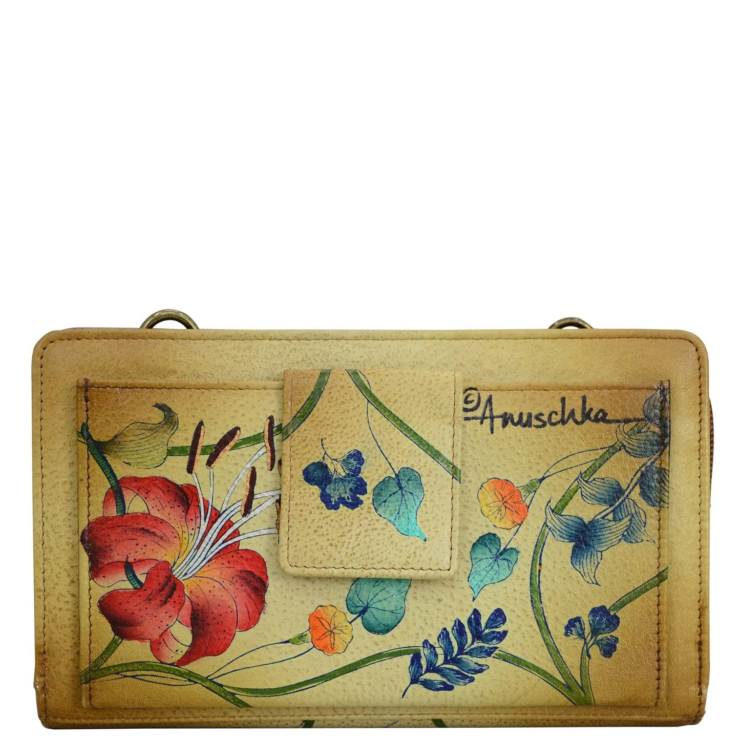 Hand-Painted Leather Organizer Wallet Crossbody - 1149 - Ringold Valley Trading Company