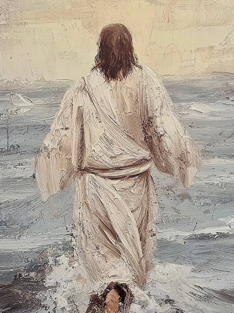 Framed large art of Jesus walking on Water, Inspirational - Ringold Valley Trading Company