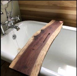 Live Edge Solid Wood Bath Caddy | Bathroom Decor: 35-36" - Ringold Valley Trading Company
