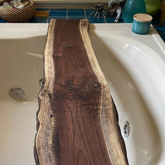 Live Edge Solid Wood Bath Caddy | Bathroom Decor: 33-34" - Ringold Valley Trading Company