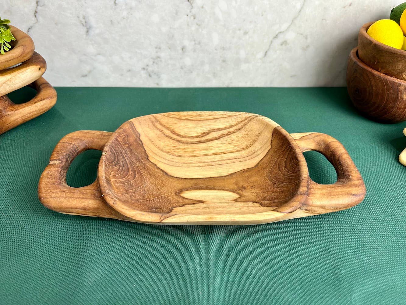 TeakRoot Rustic Handled Tray - Small - Ringold Valley Trading Company
