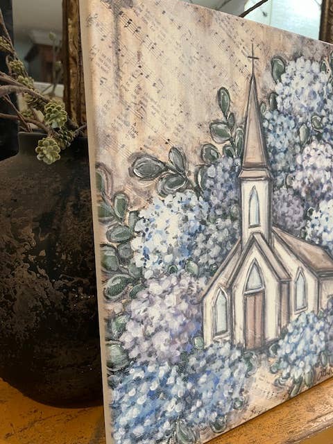Blue Floral Canvas art print, Christian home decor, Wall art: 16x20 - Ringold Valley Trading Company
