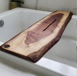 Live Edge Solid Wood Bath Caddy | Bathroom Decor: 45-46" - Ringold Valley Trading Company