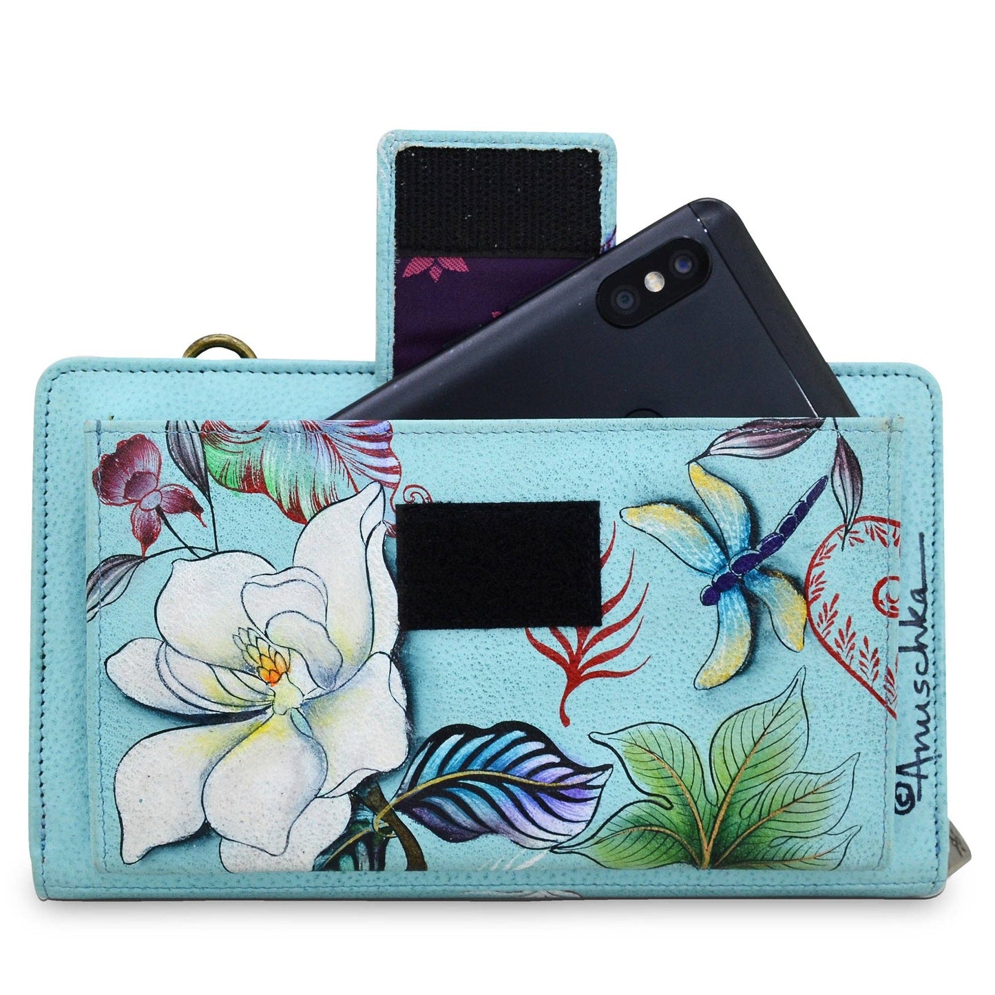 Hand-Painted Leather Organizer Wallet Crossbody - 1149 - Ringold Valley Trading Company