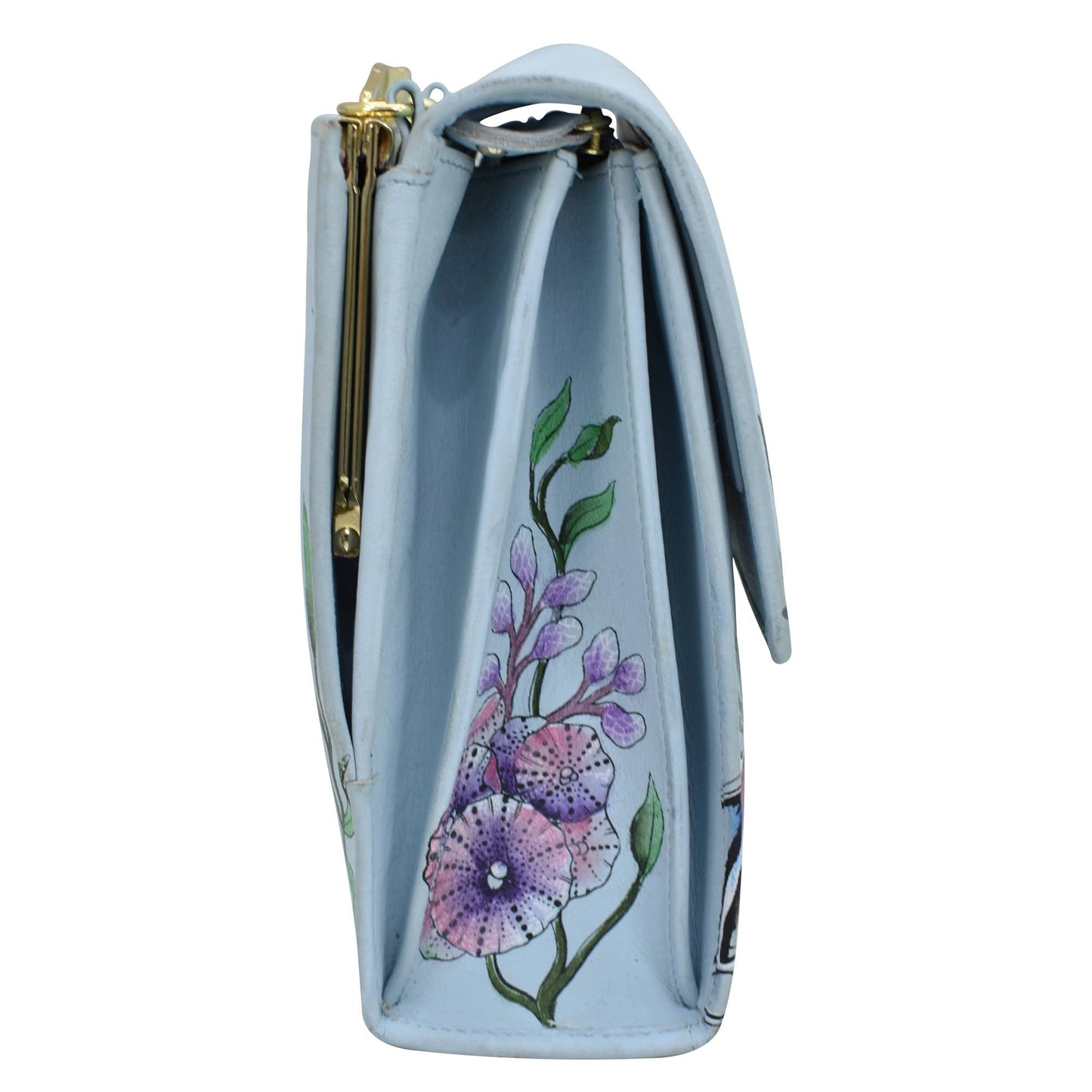 Hand-Painted Leather Triple Compartment Crossbody Organizer - Ringold Valley Trading Company