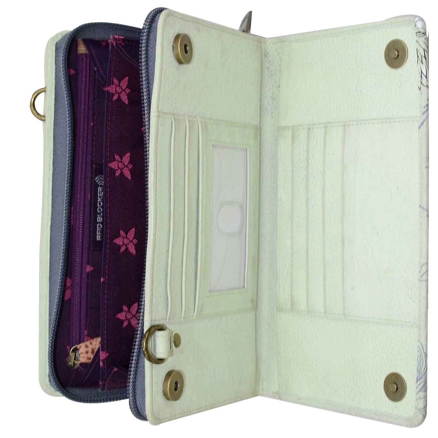 Hand-Painted Leather Organizer Wallet Crossbody - 1149 - Ringold Valley Trading Company