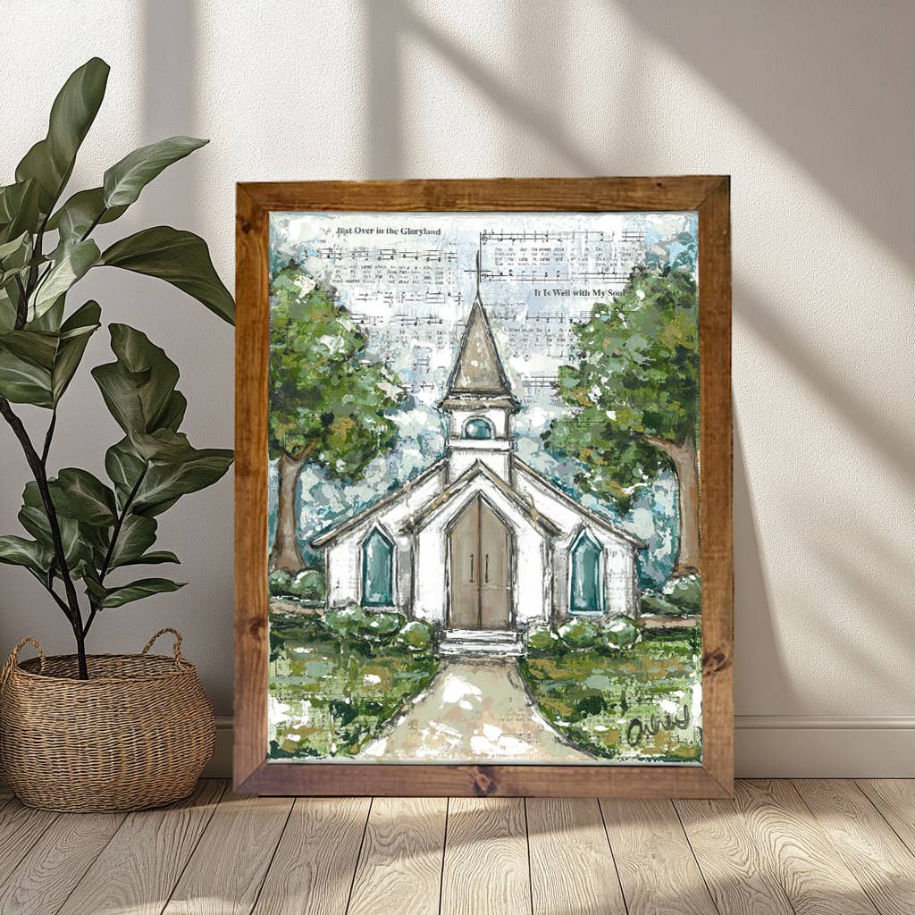 Country church canvas art print, Music lover home decor: 16x20 - Ringold Valley Trading Company