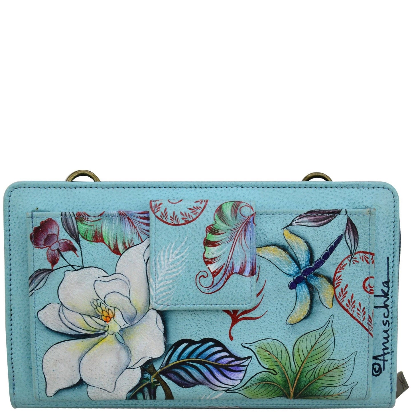 Hand-Painted Leather Organizer Wallet Crossbody - 1149 - Ringold Valley Trading Company