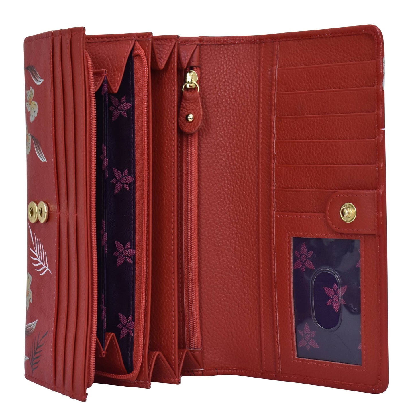 Hand-Painted Leather Accordion Flap Wallet - 1112 - Ringold Valley Trading Company