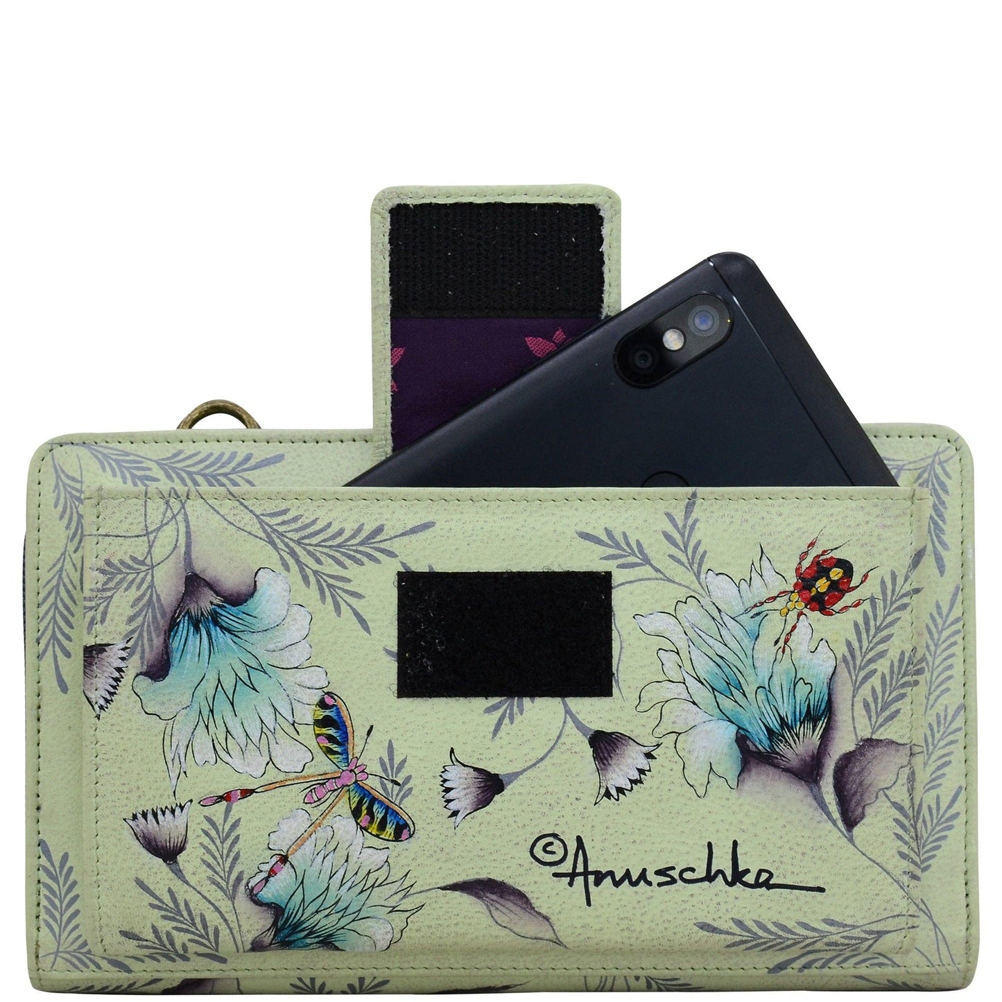 Hand-Painted Leather Organizer Wallet Crossbody - 1149 - Ringold Valley Trading Company