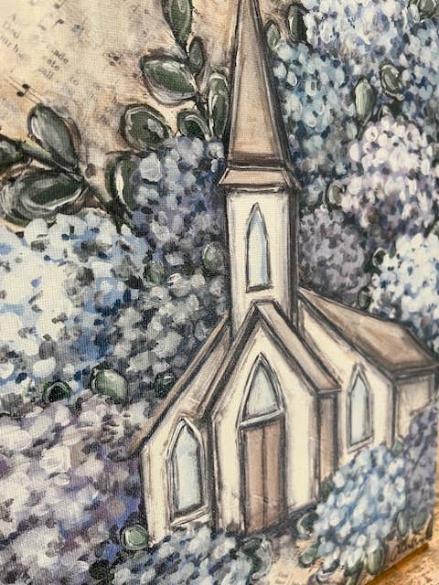 Blue Floral Canvas art print, Christian home decor, Wall art: 16x20 - Ringold Valley Trading Company
