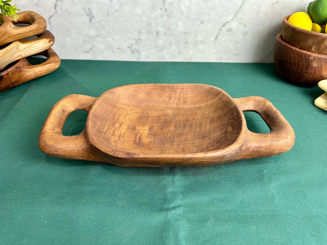 TeakRoot Rustic Handled Tray - Small - Ringold Valley Trading Company