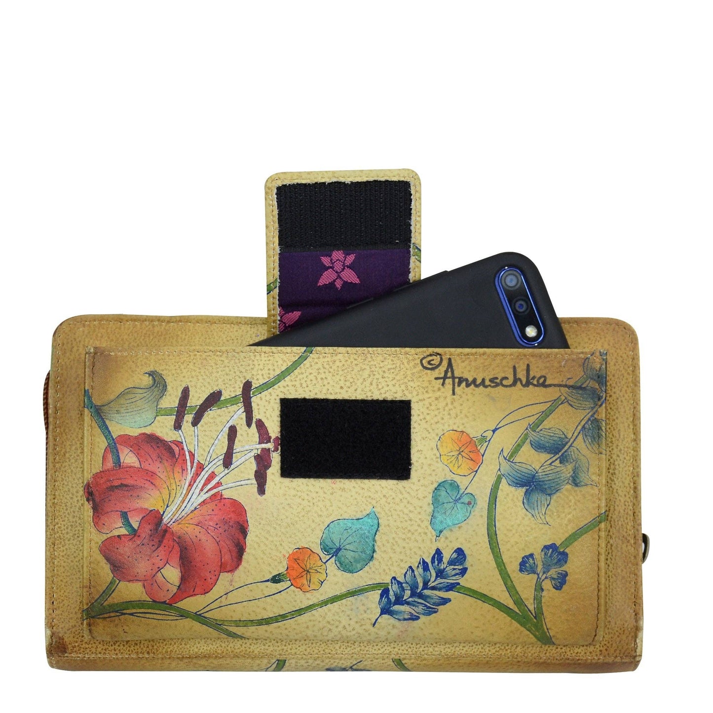 Hand-Painted Leather Organizer Wallet Crossbody - 1149 - Ringold Valley Trading Company