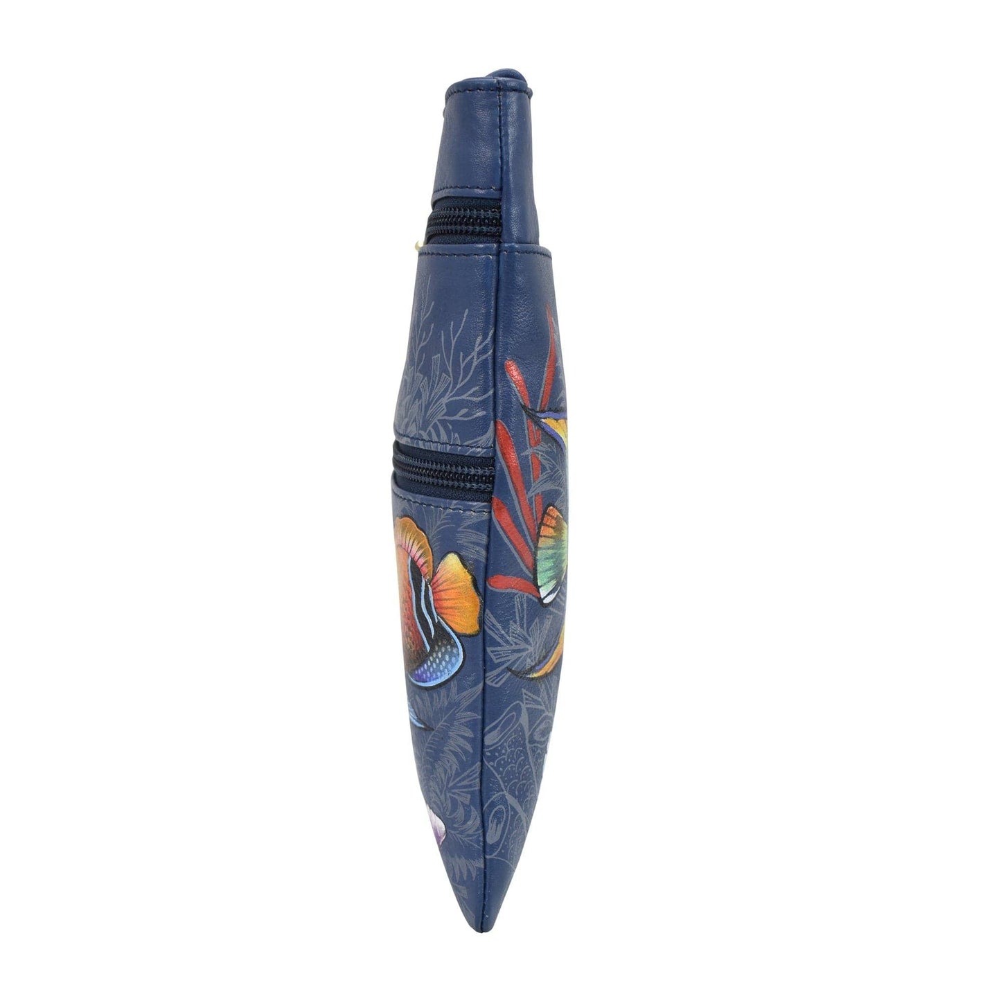 Hand-Painted Leather Mini Double Zip Travel Crossbody - 448 - Ringold Valley Trading Company
