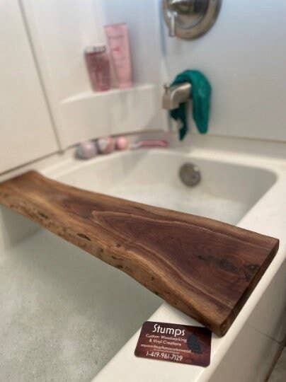 Live Edge Solid Wood Bath Caddy | Bathroom Decor: 29-30" - Ringold Valley Trading Company