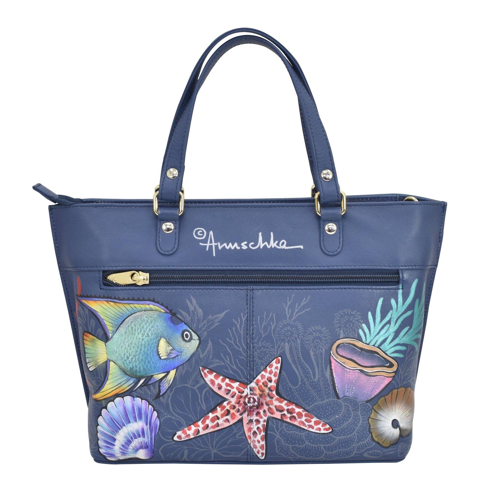 Hand-Painted Leather Medium Tote - 693 - Ringold Valley Trading Company