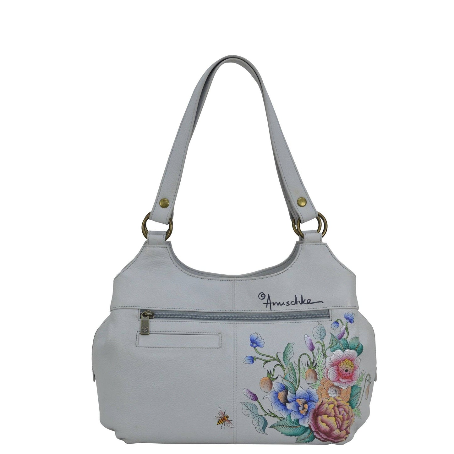Hand-Painted Leather Triple Compartment Large Satchel - 652 - Ringold Valley Trading Company