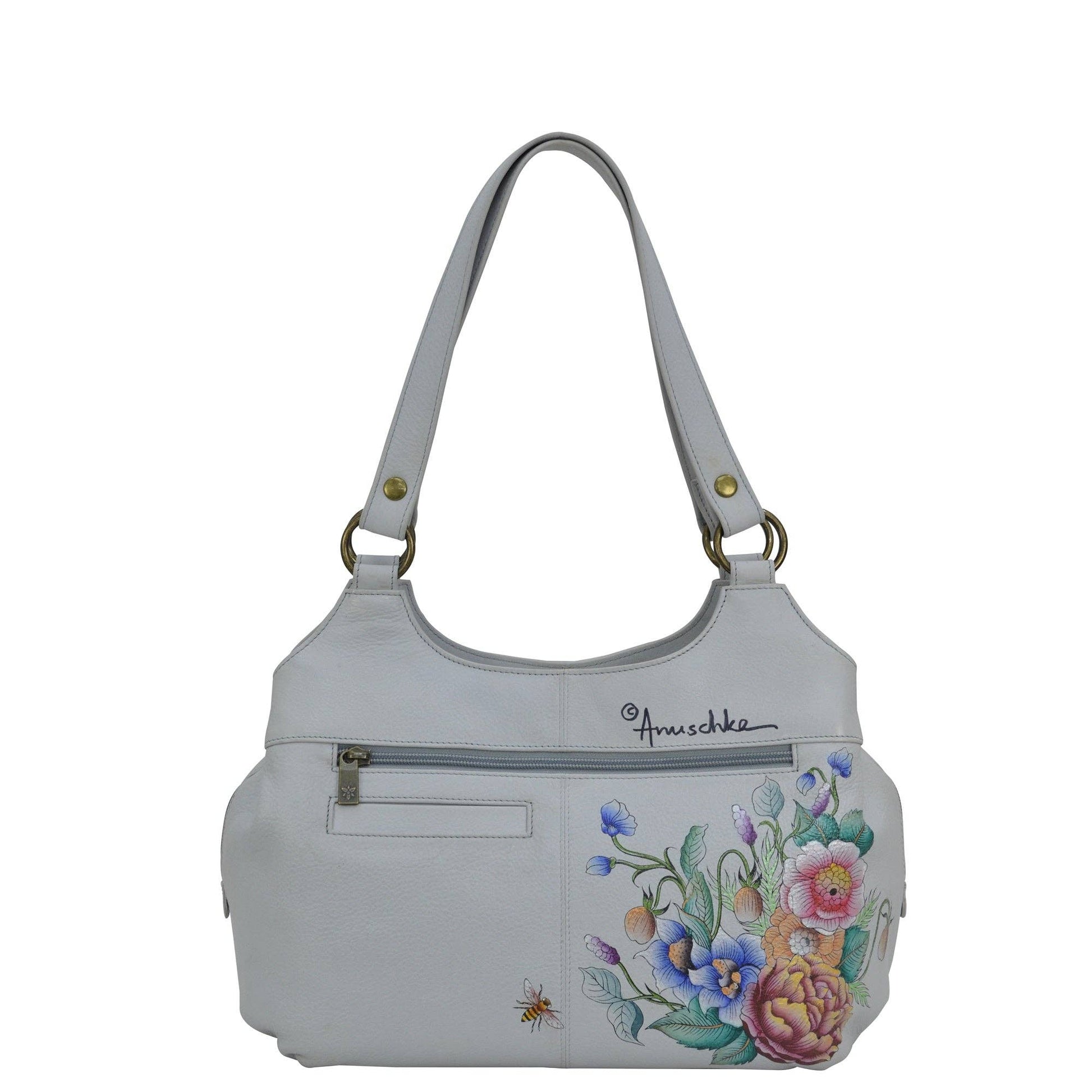Hand-Painted Leather Triple Compartment Large Satchel - 652 - Ringold Valley Trading Company