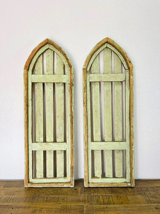 Sassari Wood Arch, 2Pc Set, LightGreen, Handmade(DISC) - 5.7 - Ringold Valley Trading Company