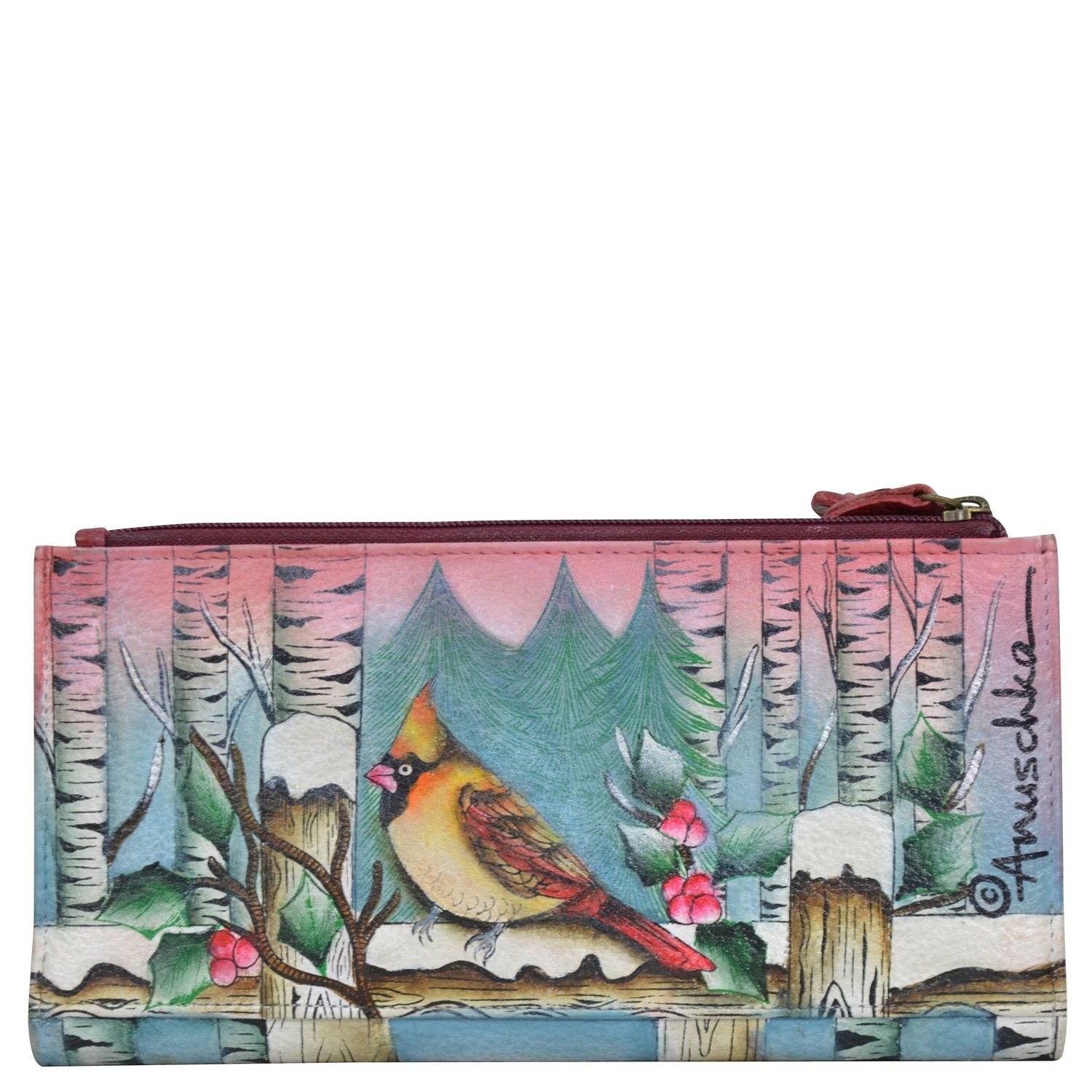 Hand-Painted Leather Two Fold RFID Wallet - 1171 - Ringold Valley Trading Company