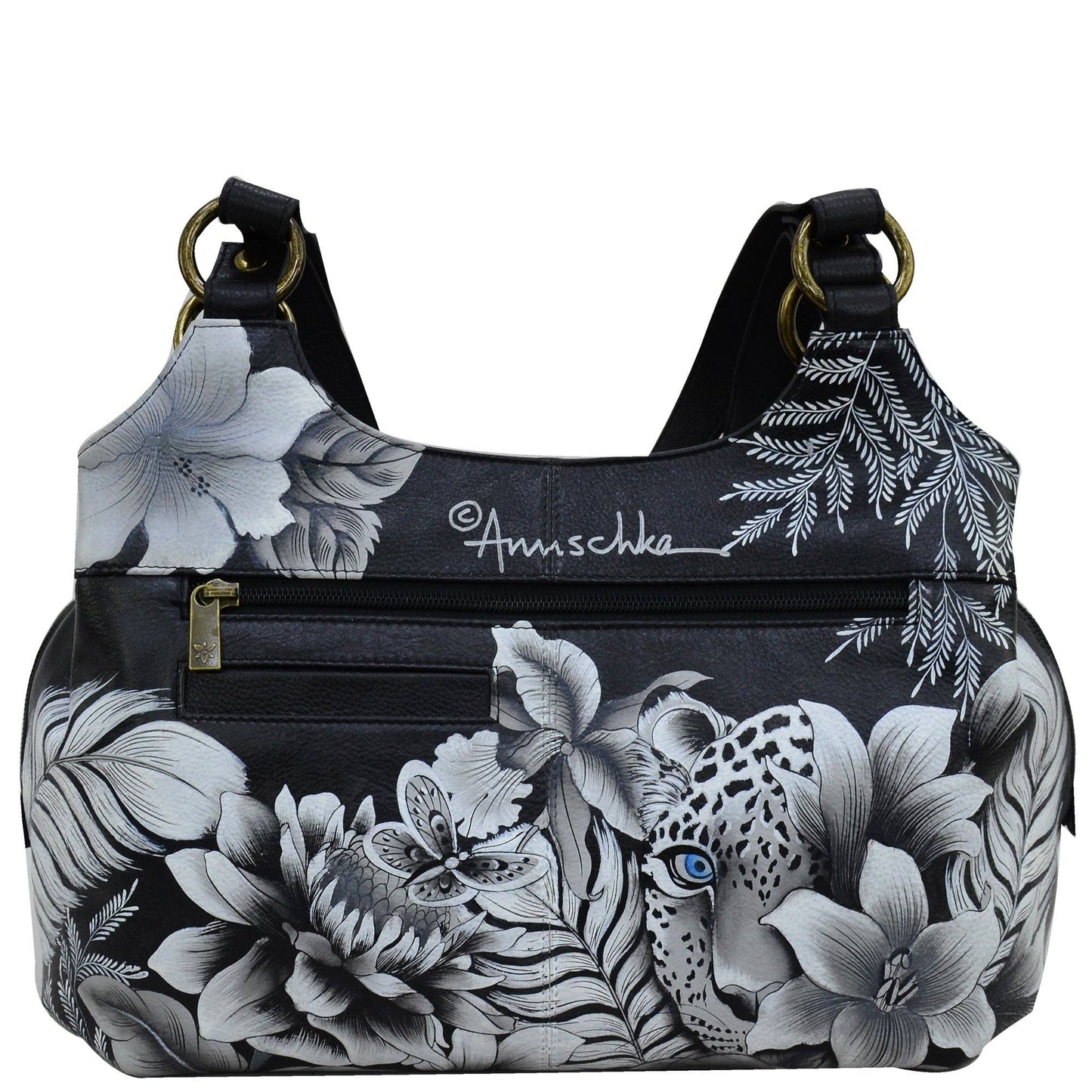 Hand-Painted Leather Triple Compartment Large Satchel - 652 - Ringold Valley Trading Company