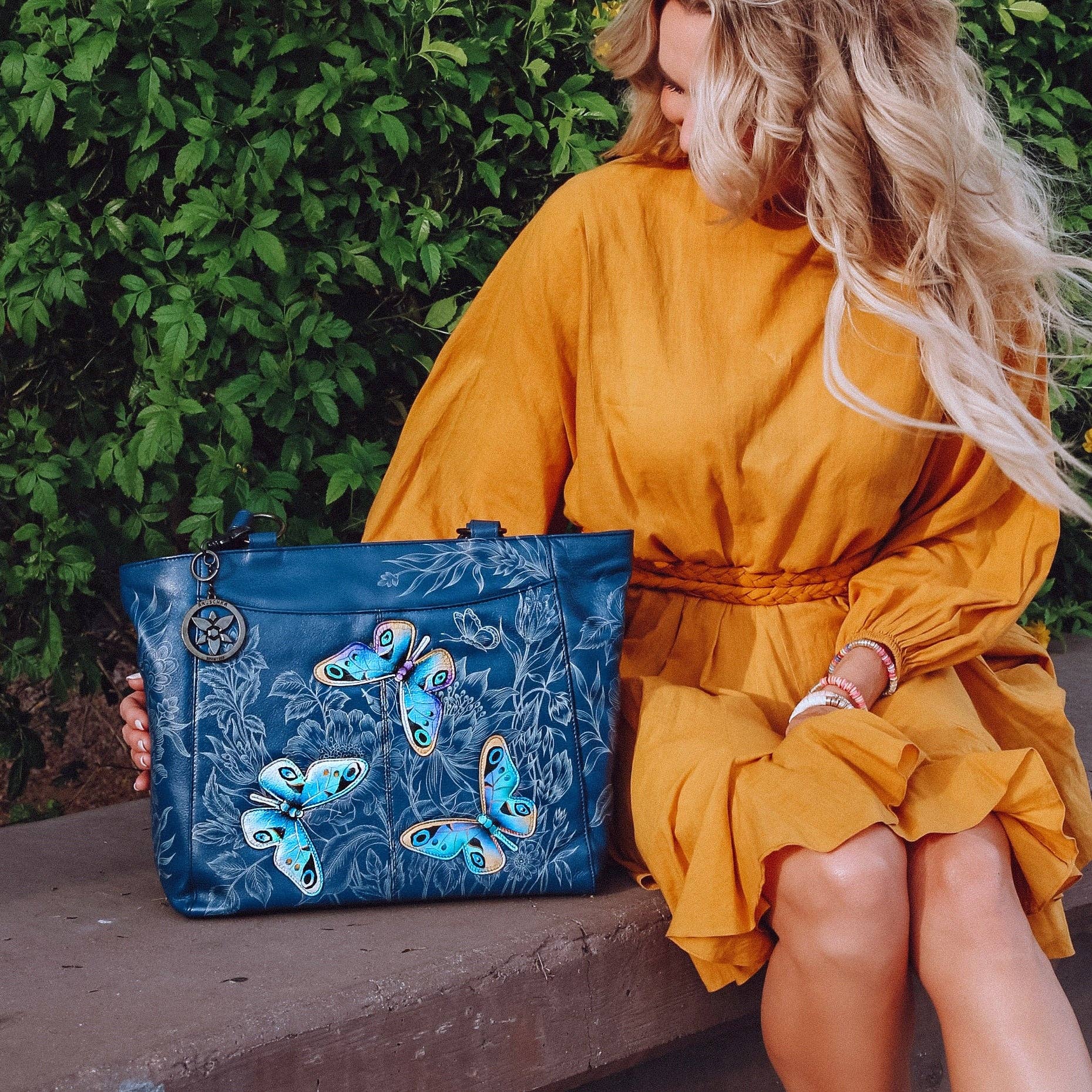 Hand-Painted Leather Classic Work Tote - 664 - Ringold Valley Trading Company