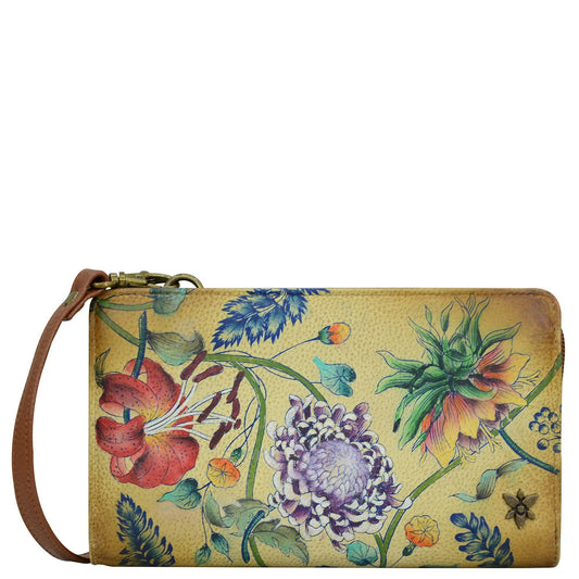 Hand-Painted Leather Organizer Wallet Crossbody - 1149 - Ringold Valley Trading Company