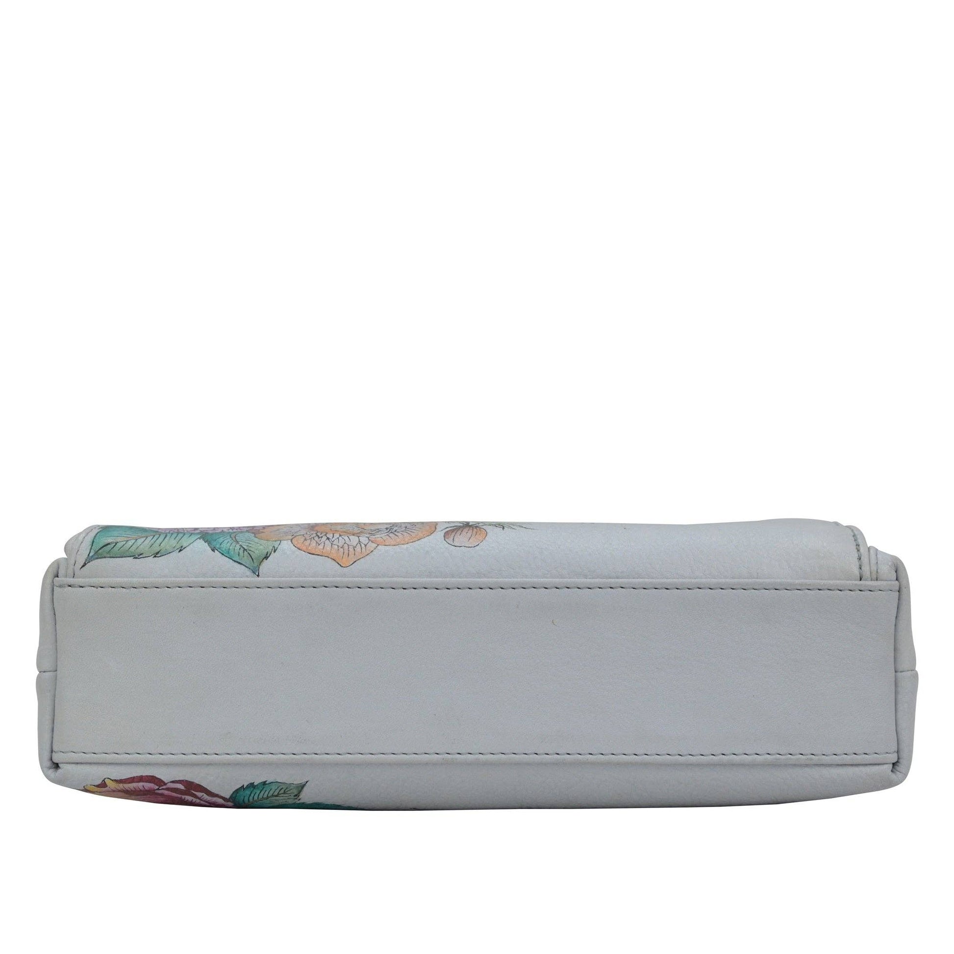 Hand-Painted Leather Crossbody With Front Zip Organizer - 651 - Ringold Valley Trading Company