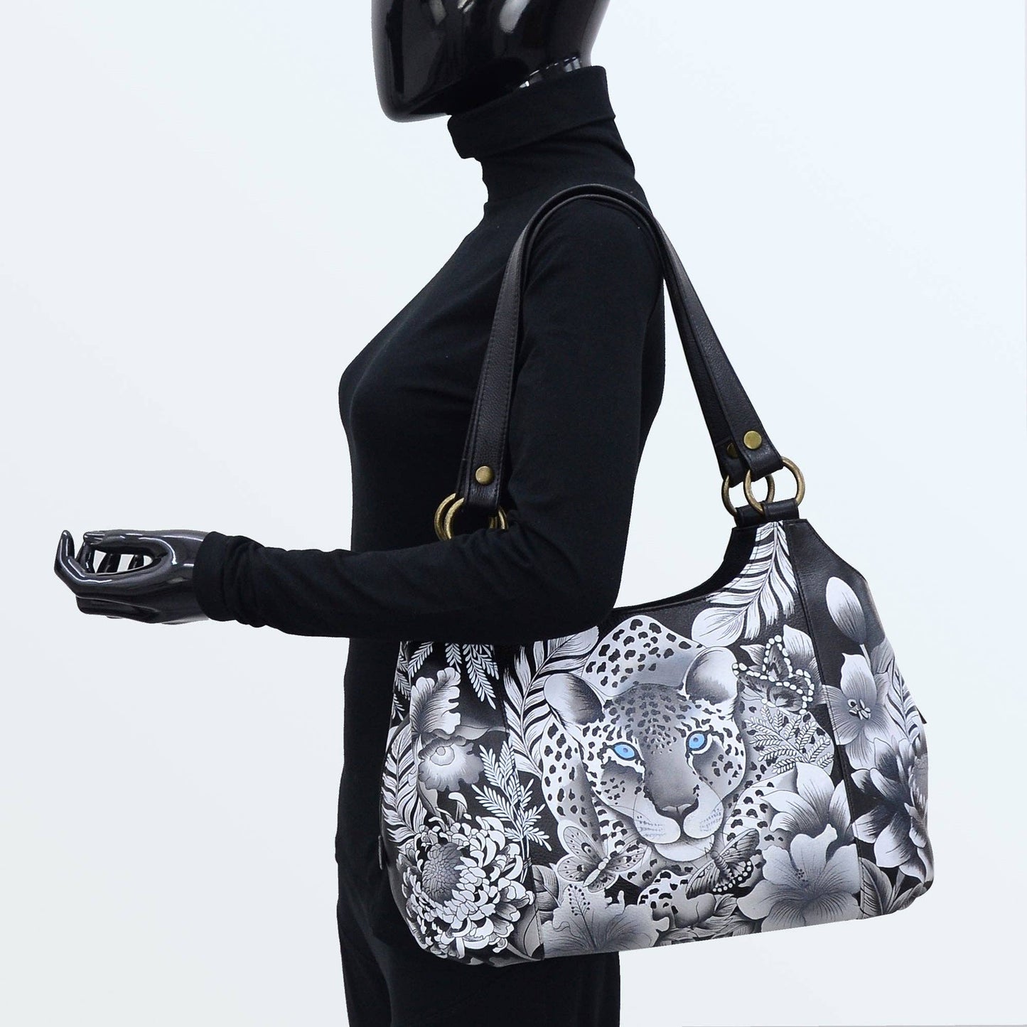 Hand-Painted Leather Triple Compartment Large Satchel - 652 - Ringold Valley Trading Company
