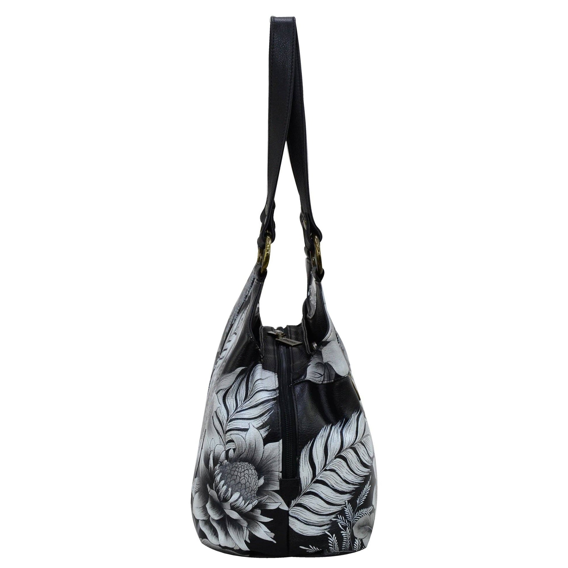 Hand-Painted Leather Triple Compartment Large Satchel - 652 - Ringold Valley Trading Company