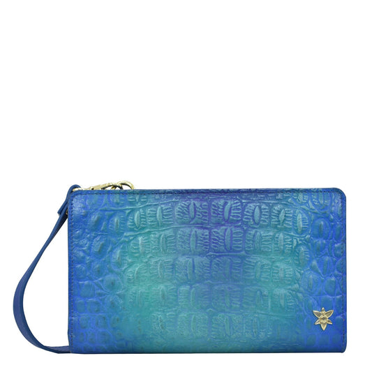 Croc Embossed Leather Organizer Wallet Crossbody - 1149 - Ringold Valley Trading Company