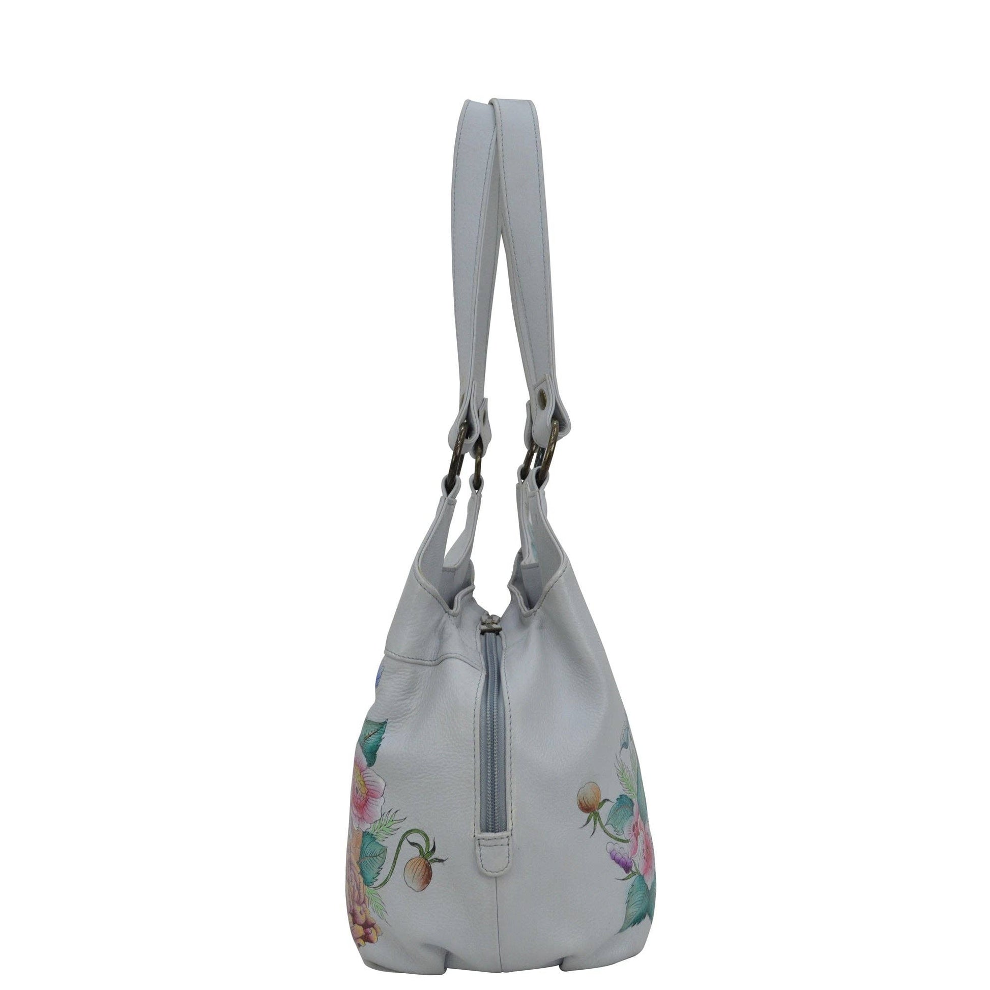 Hand-Painted Leather Triple Compartment Large Satchel - 652 - Ringold Valley Trading Company
