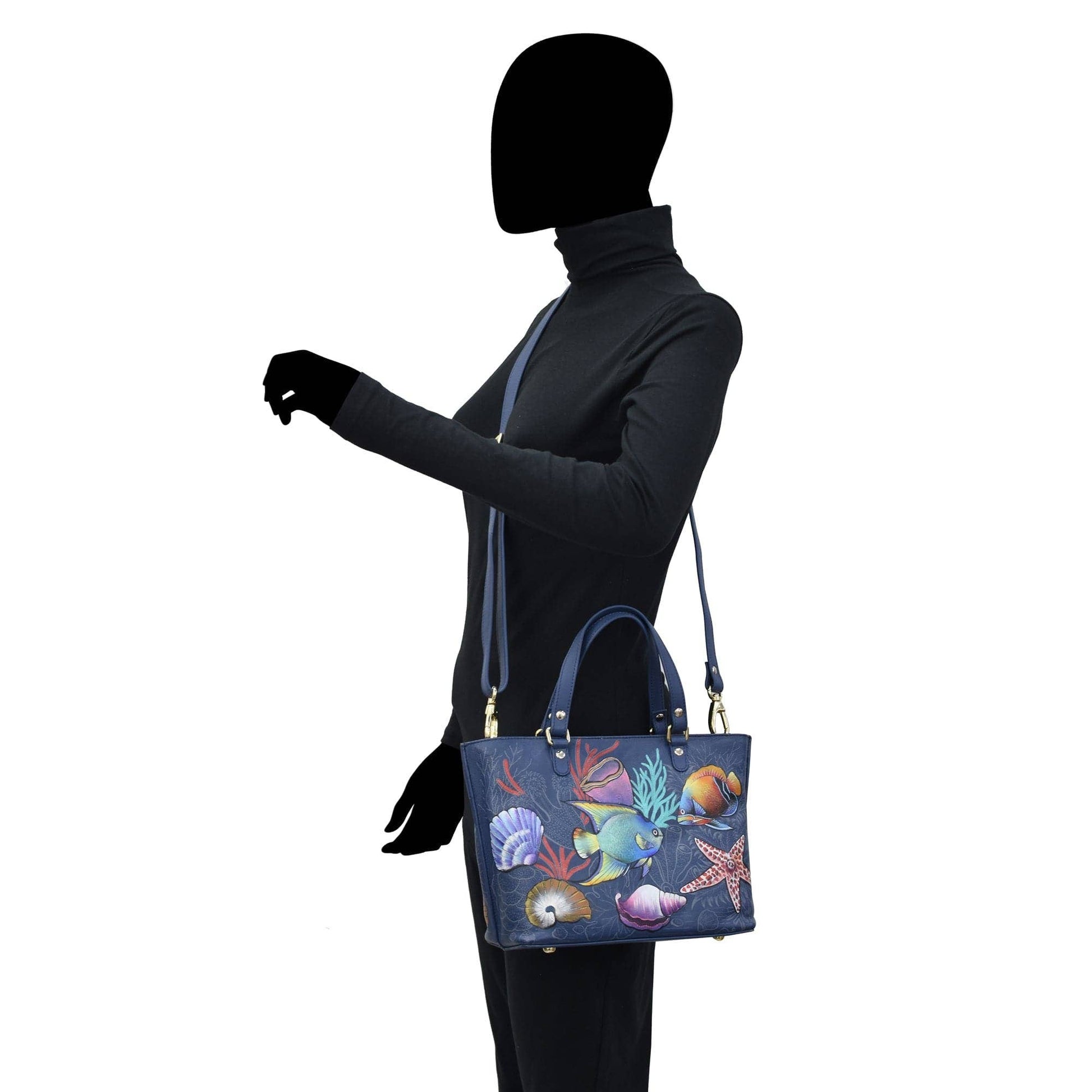 Hand-Painted Leather Medium Tote - 693 - Ringold Valley Trading Company