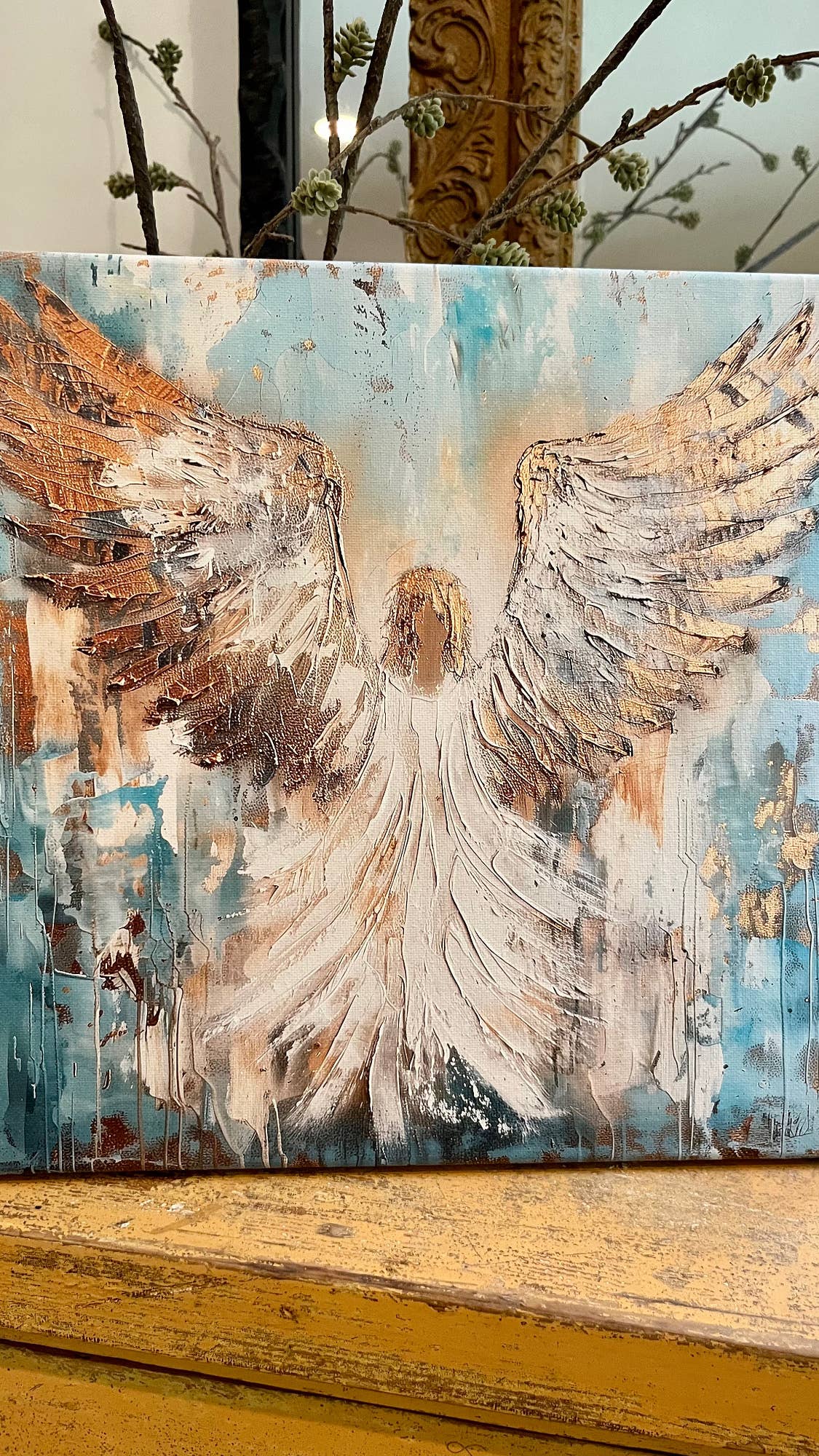 Angel canvas art print, Christian home decor, Spiritual art: 14x14 - Ringold Valley Trading Company