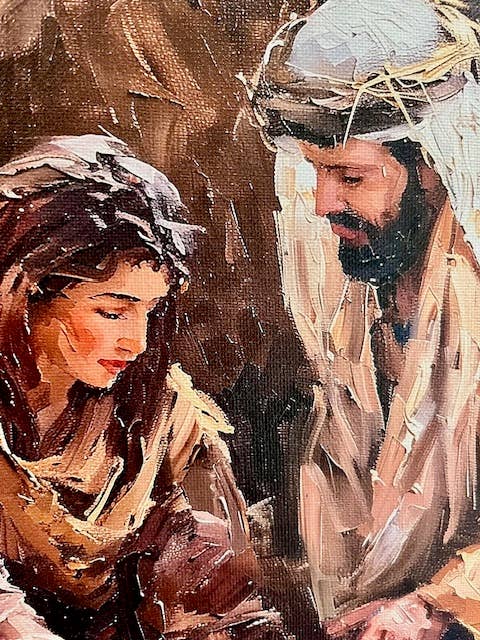 Nativity canvas art print, Christian home decor, Seasonal: 14x14 - Ringold Valley Trading Company