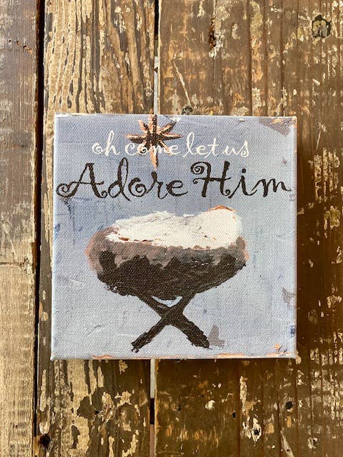 Nativity canvas art block, Jesus print, Christian gift: 6x6 - Ringold Valley Trading Company